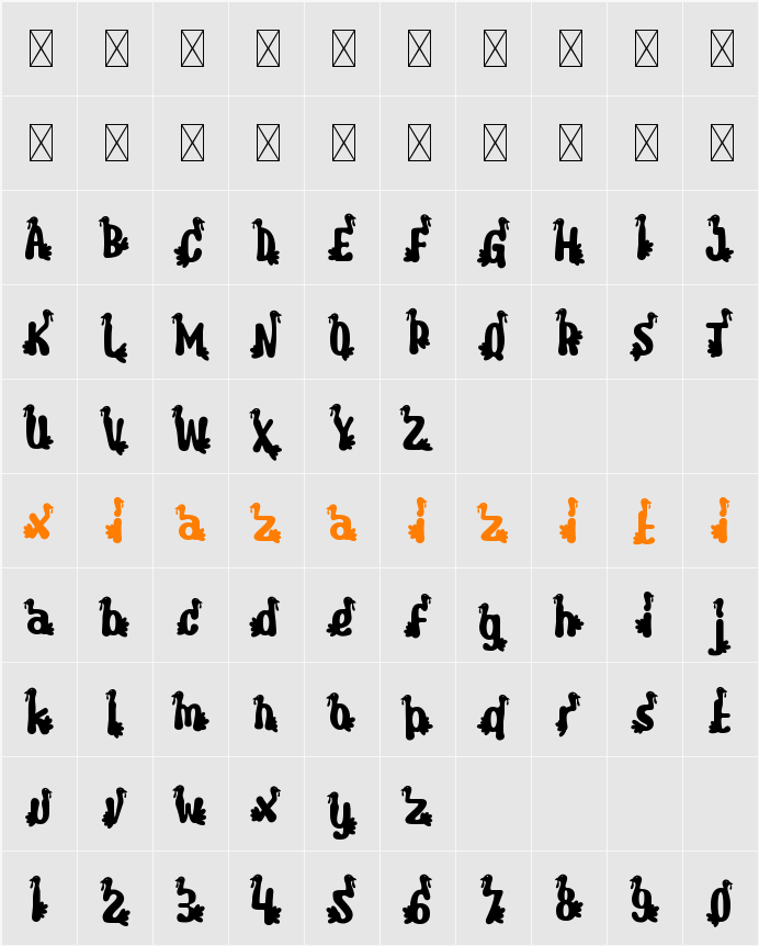 Joyful Turkey Turkey 字符映射表
