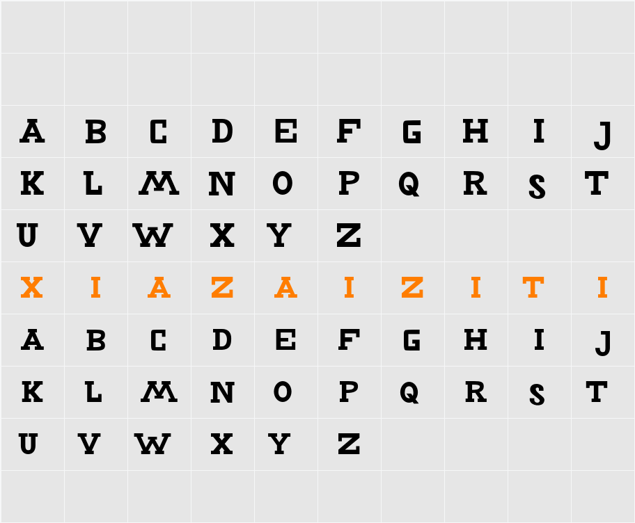 Hicked Demo 字符映射表