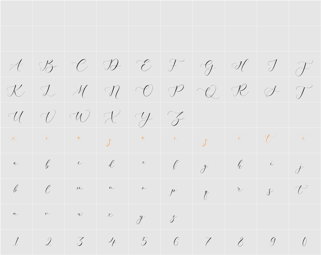 Hilberta Austine 字符映射表