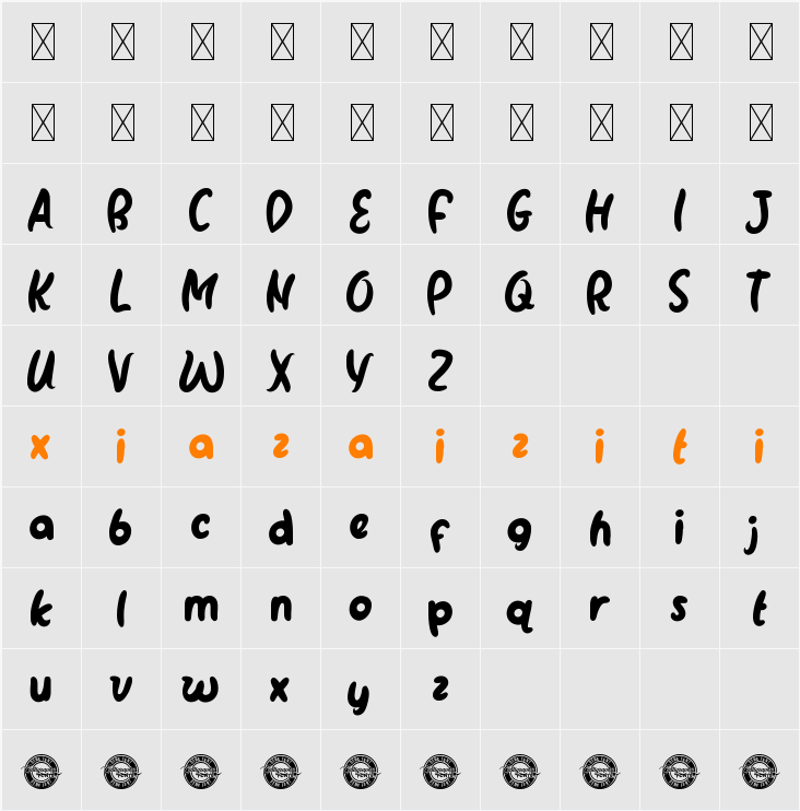 LuckyRainbowDemo 字符映射表