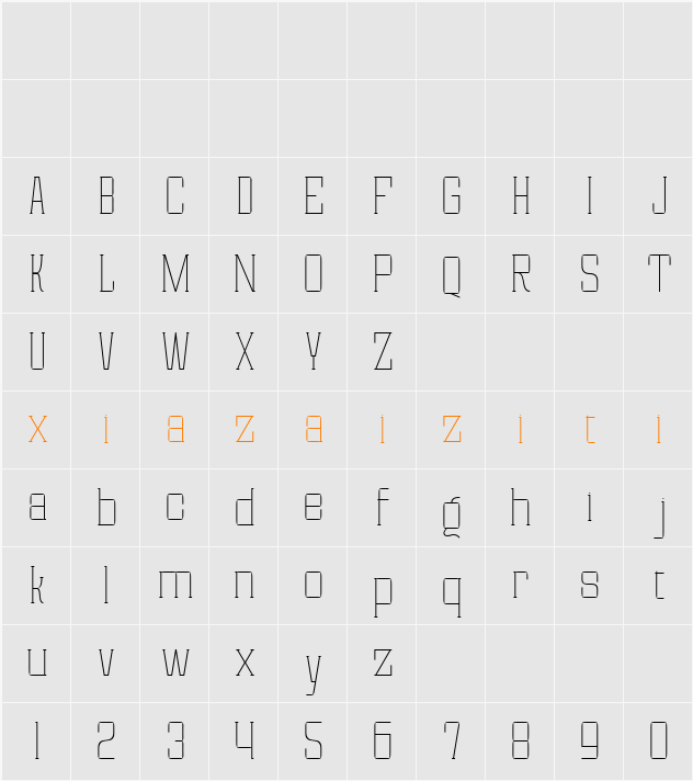 font124 Thin 字符映射表