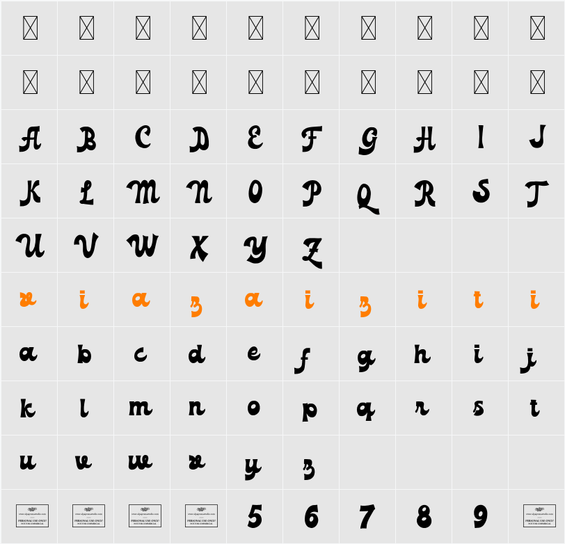 Glimmer Glide 字符映射表