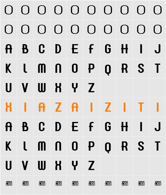 Lunita DEMO 字符映射表