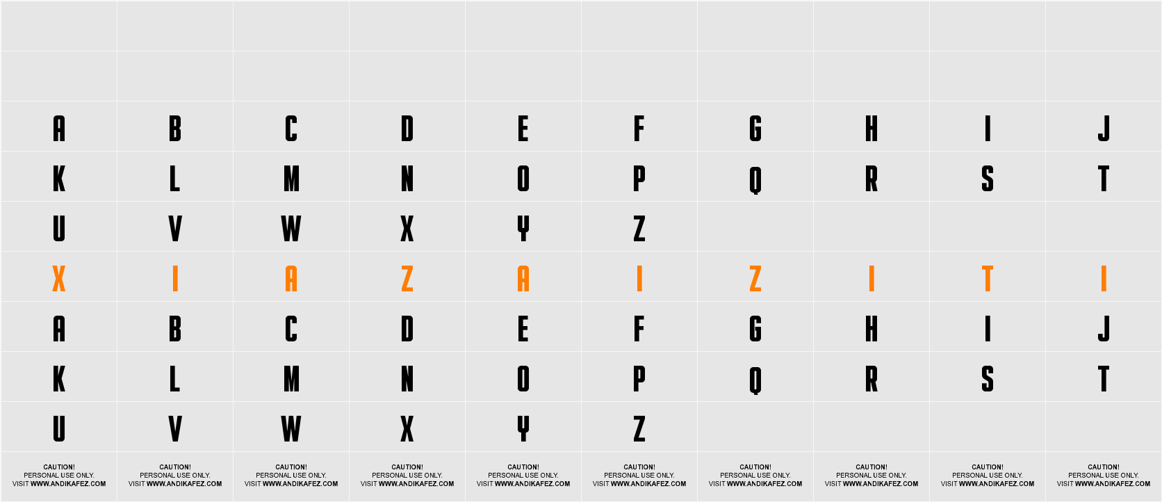 HORNSEA FC EXTRA BOLD 字符映射表
