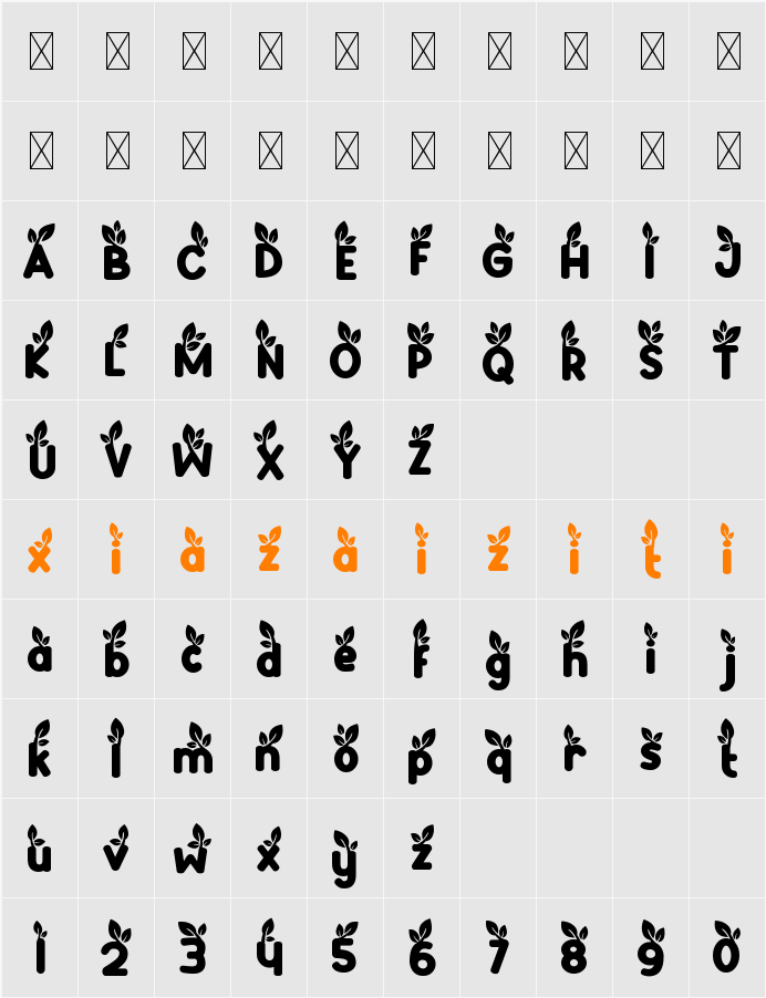 Green Delight Leaf 字符映射表