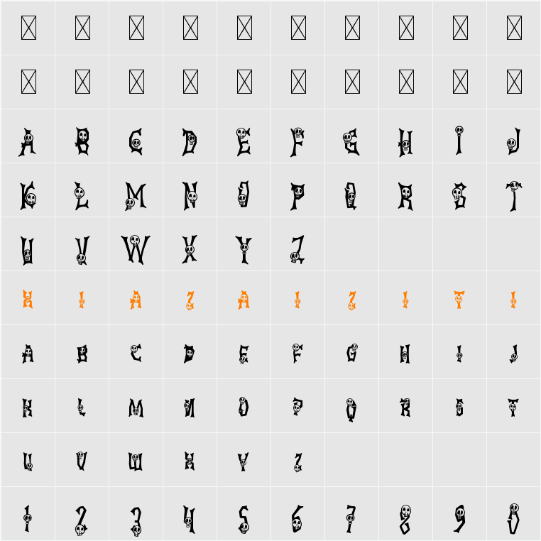 Ghostly Guffaws Skull 字符映射表