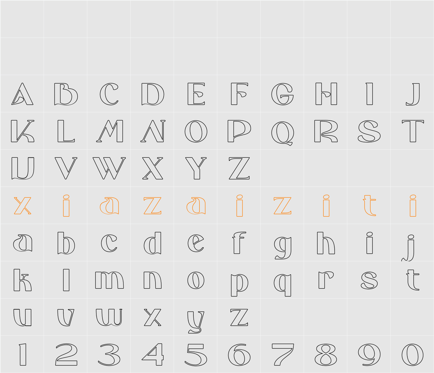 Masko Outline Black 字符映射表