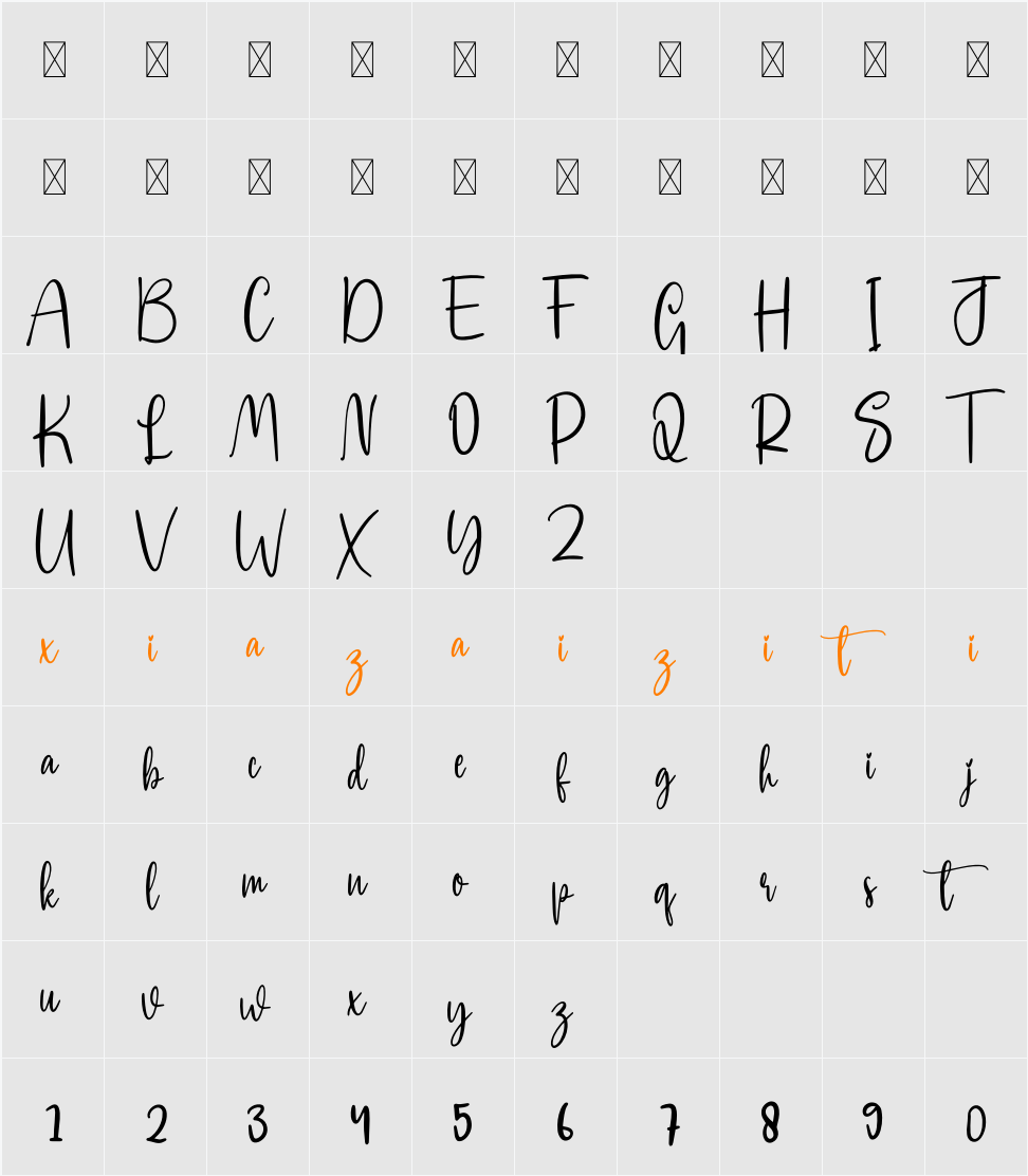 Greeting 字符映射表