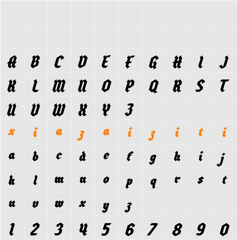 Hintdake Blackletter 字符映射表