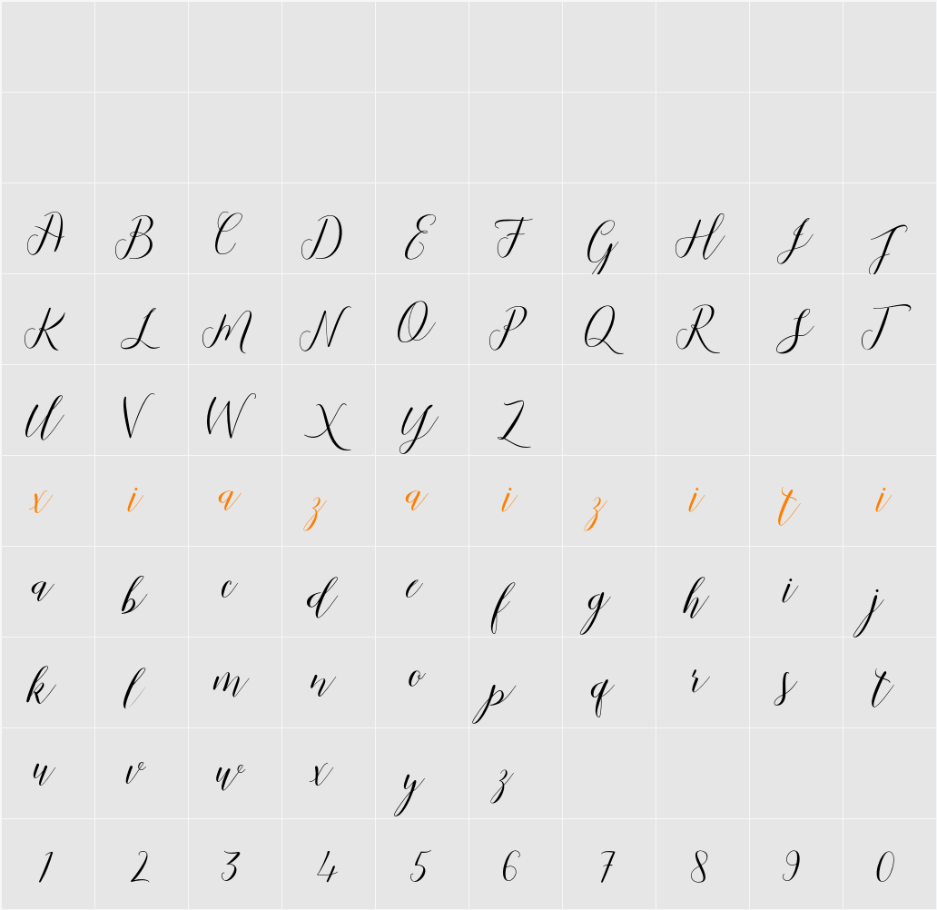 Mallicot Script 字符映射表