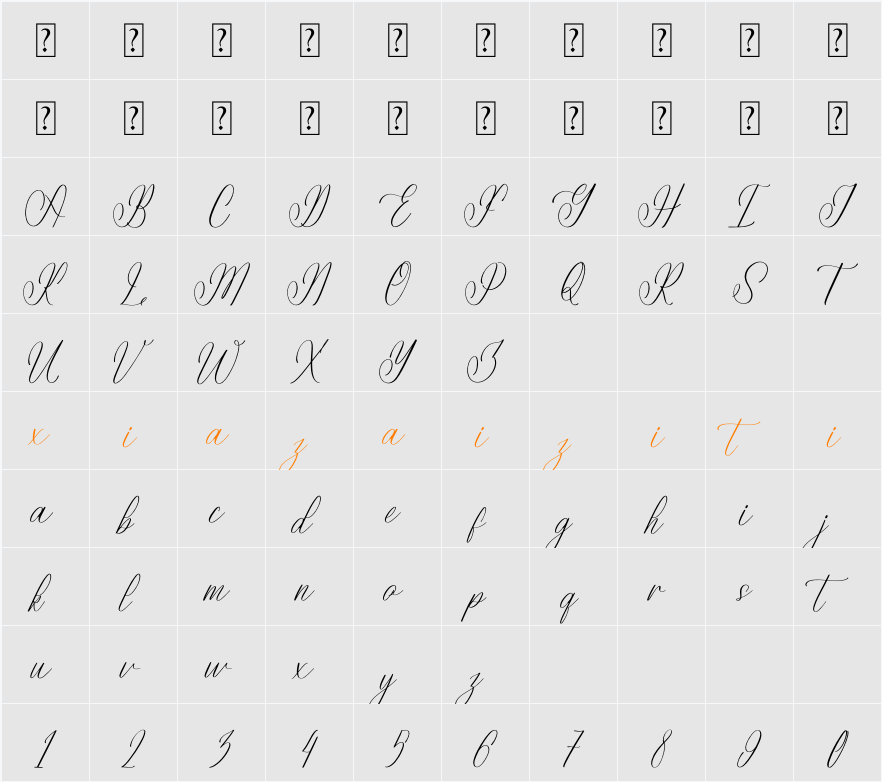 Herbina Yolanda 字符映射表