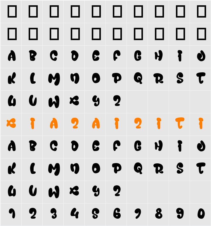 Juicy Snap Solid 字符映射表