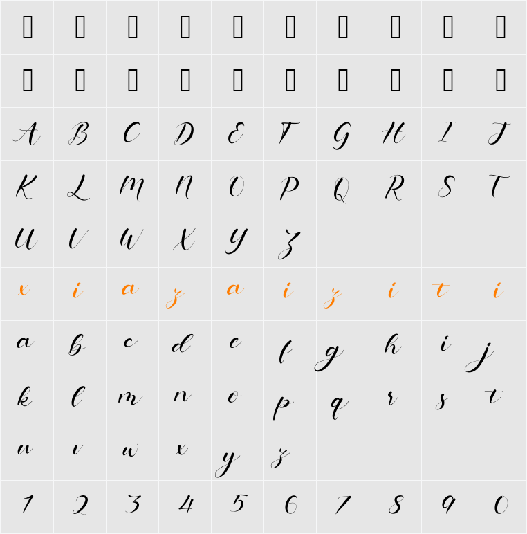 Hollyna 字符映射表