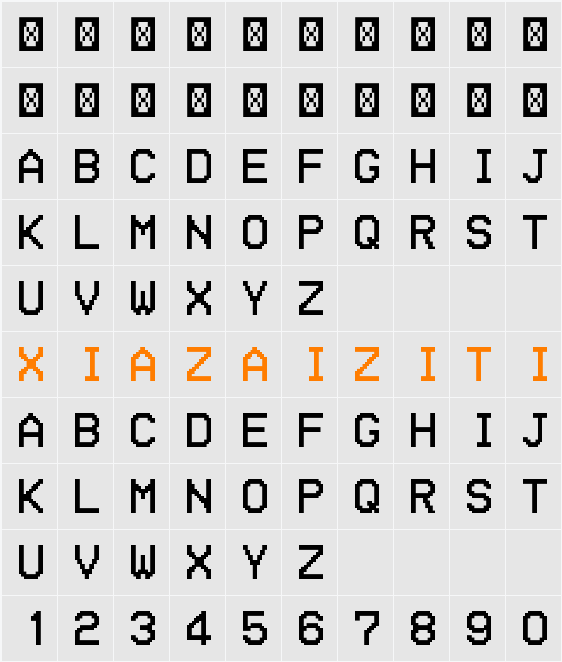 Home Video 字符映射表