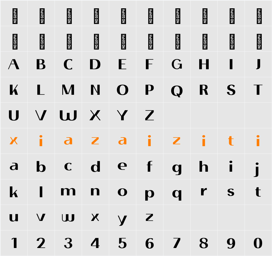 Glawn Sans Personal Use 字符映射表