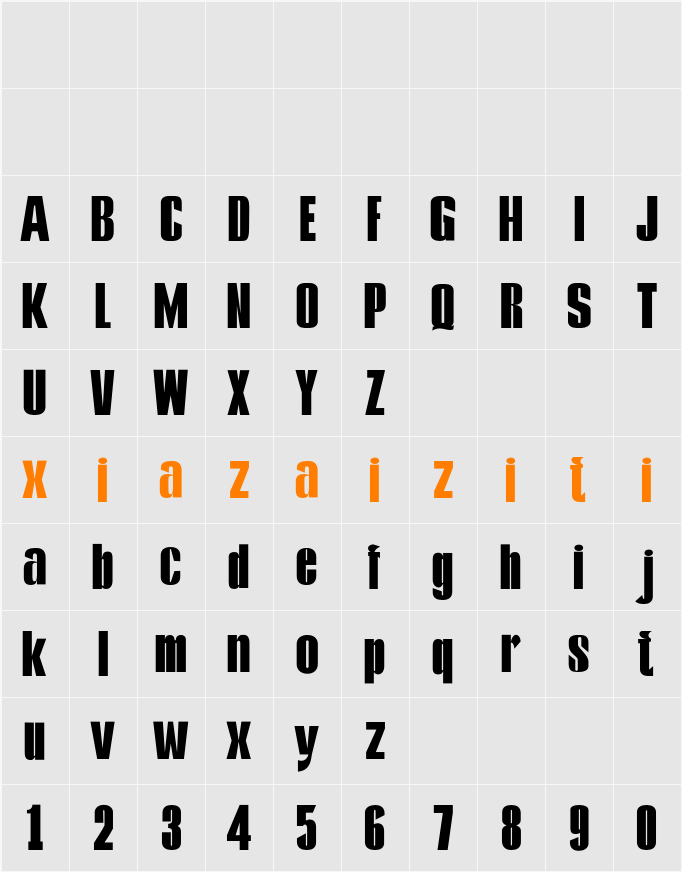 Kontes Compressed Bold 字符映射表
