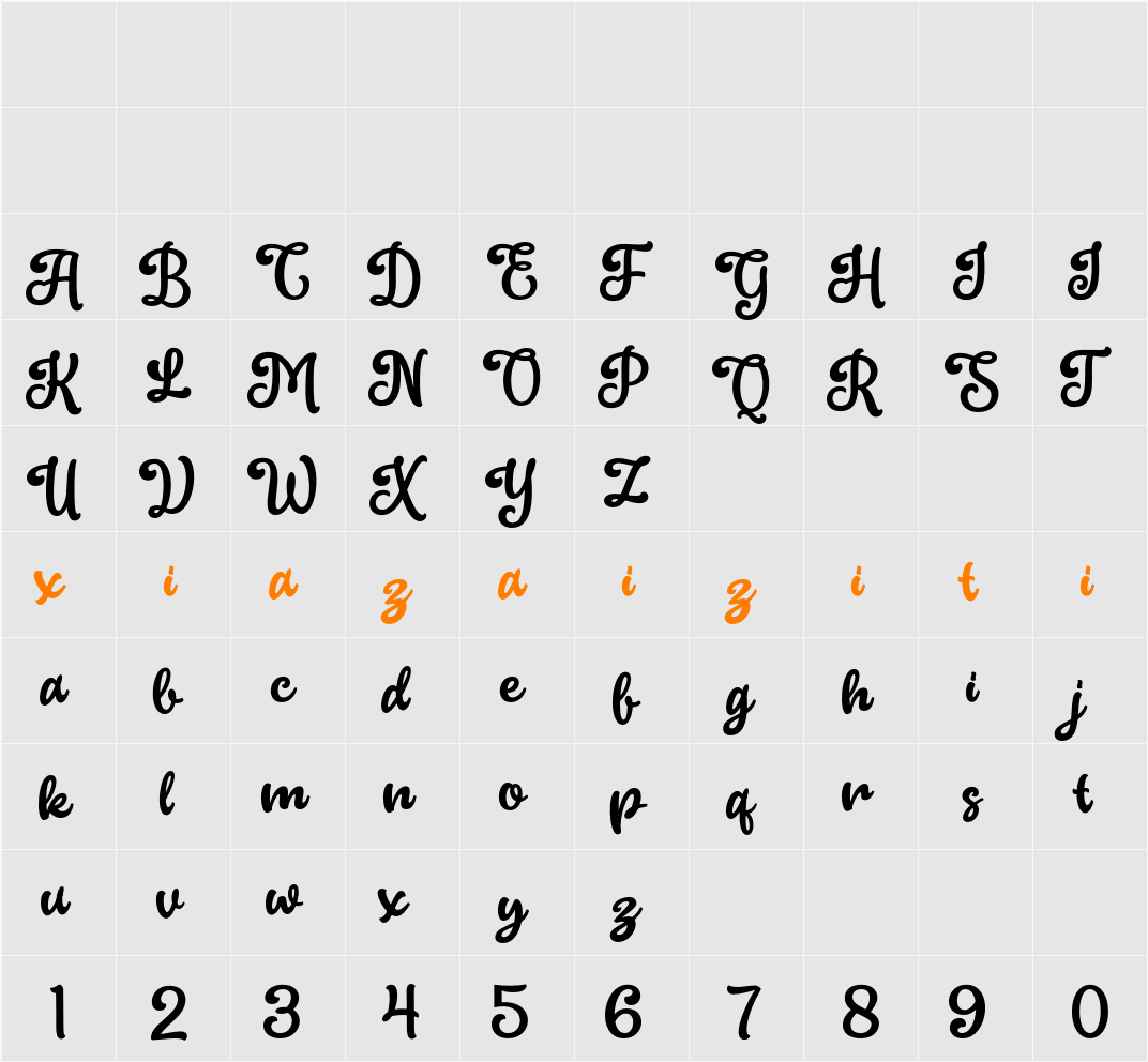 Ladywish 字符映射表