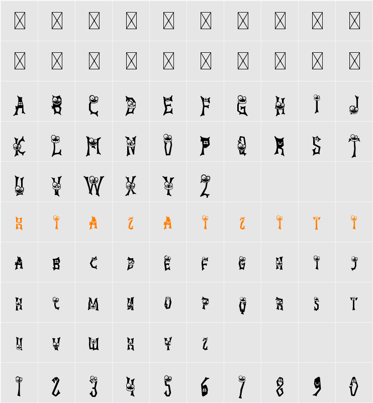 Ghostly Guffaws Scary 字符映射表