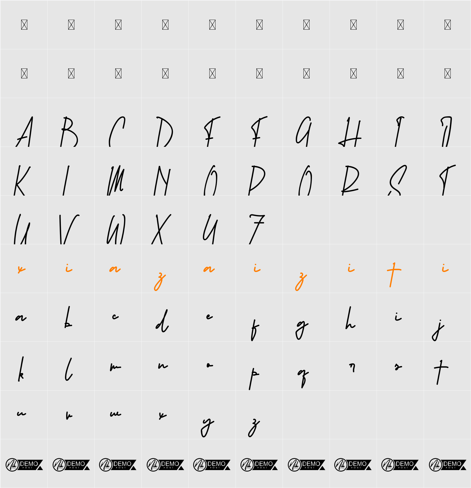 Hari Yang Indah Demo 字符映射表