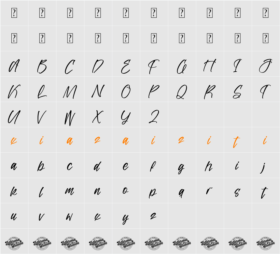 Golden Forest DEMO VERSION 字符映射表