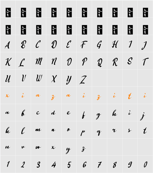 j Jelang Siang 字符映射表