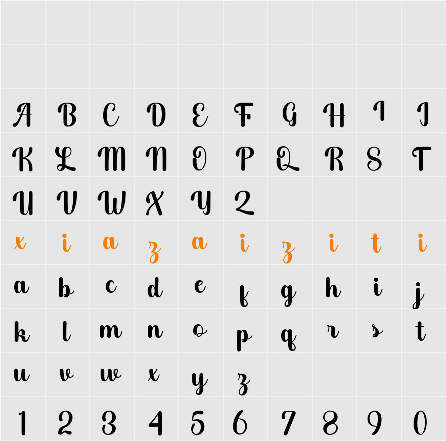 Love Future 字符映射表