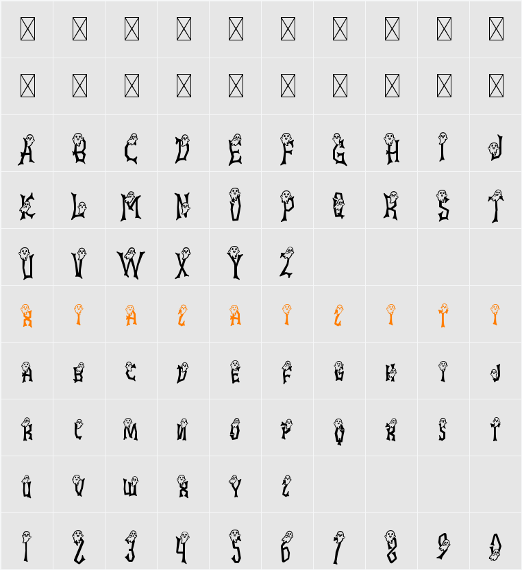 Ghostly Guffaws Ghost 字符映射表