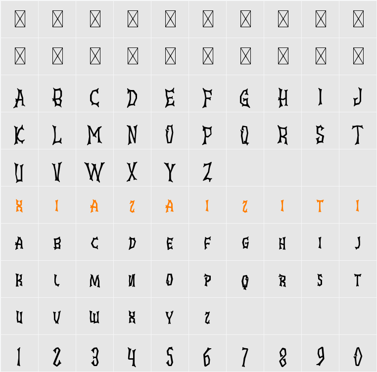 Ghostly Guffaws 字符映射表