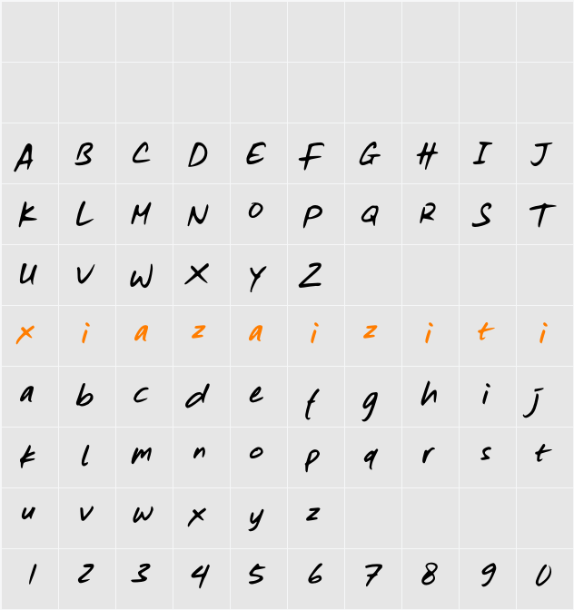 Great Journal Two Slant 字符映射表