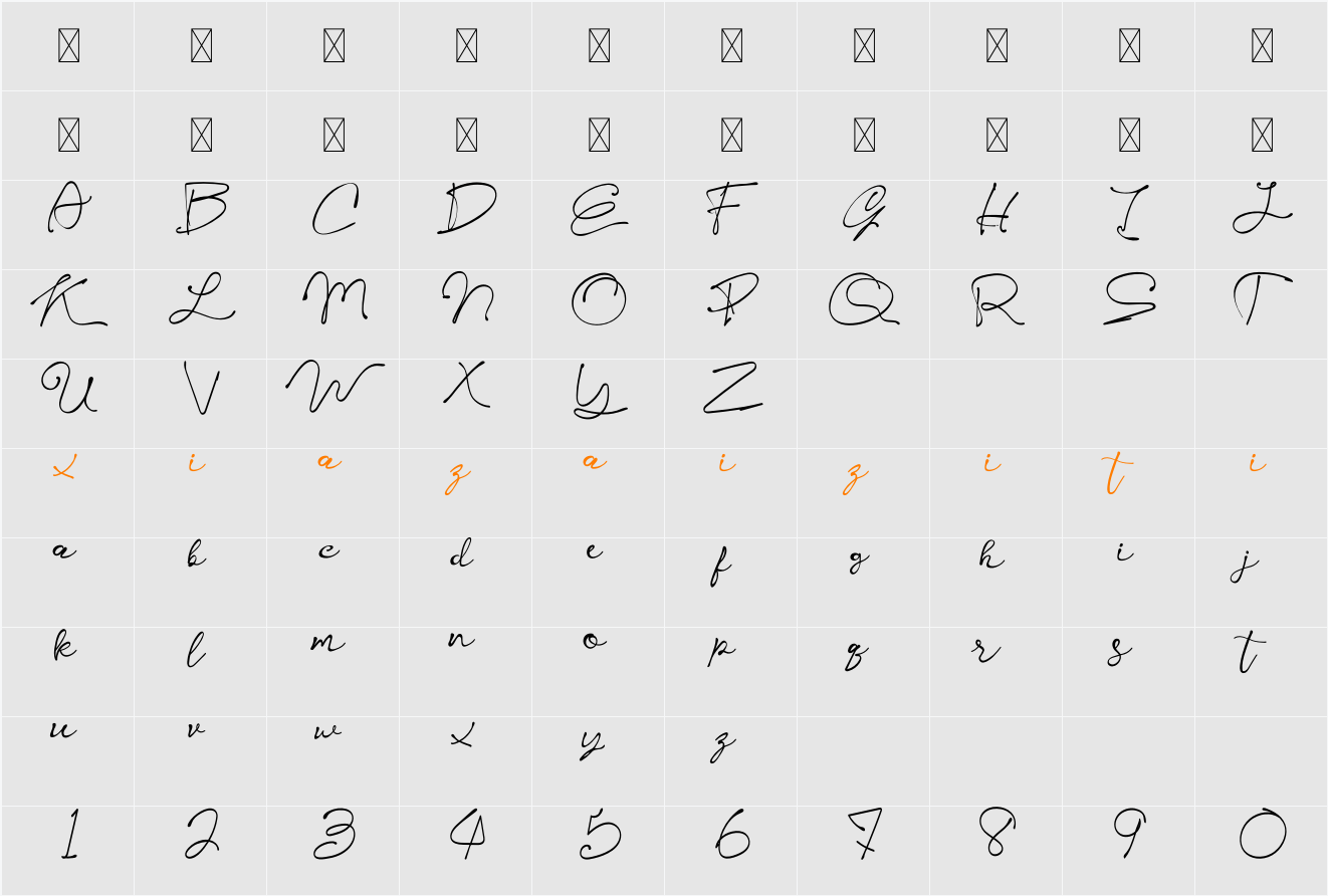 Kelly Signature 字符映射表