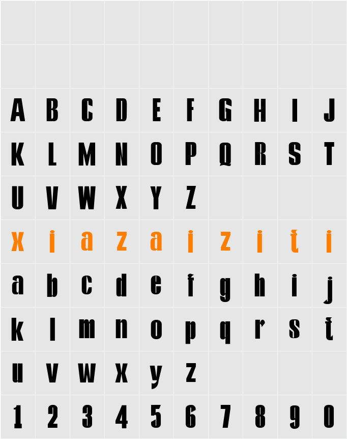 Kontes Compressed Bold 字符映射表