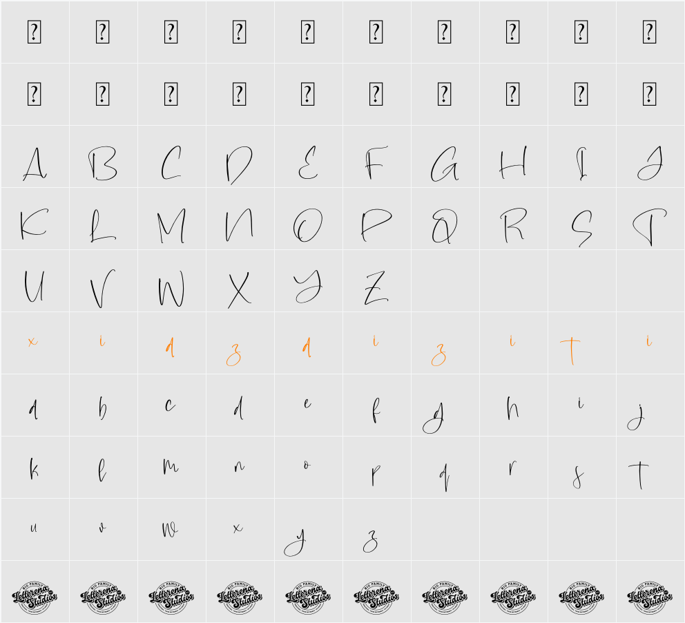 Highland Soonbeam DEMO VERSION 字符映射表
