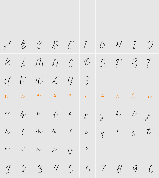 Hillary Kimber 字符映射表