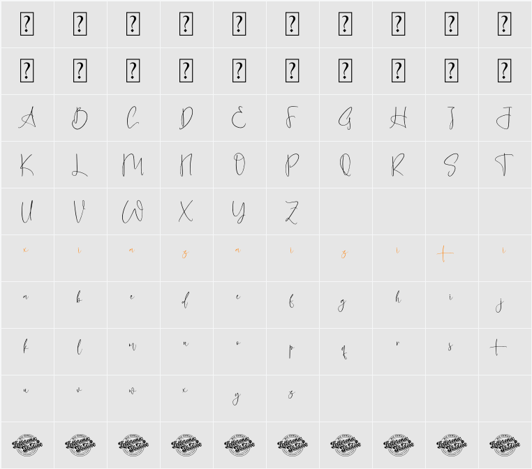 Jullayetas DEMO VERSION 字符映射表