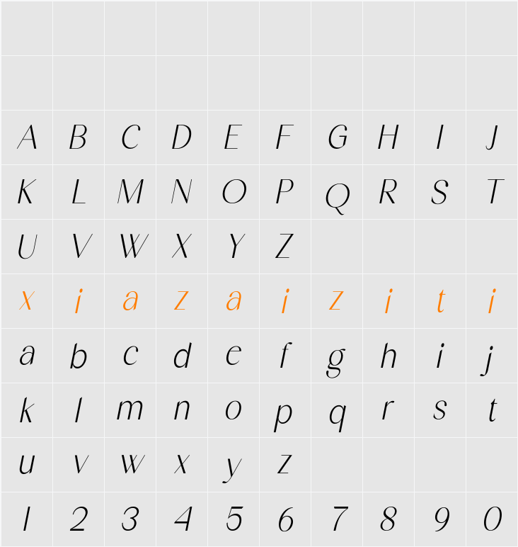 Herova Italic 字符映射表