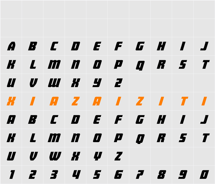 Intrepid Spear Expanded Italic 字符映射表