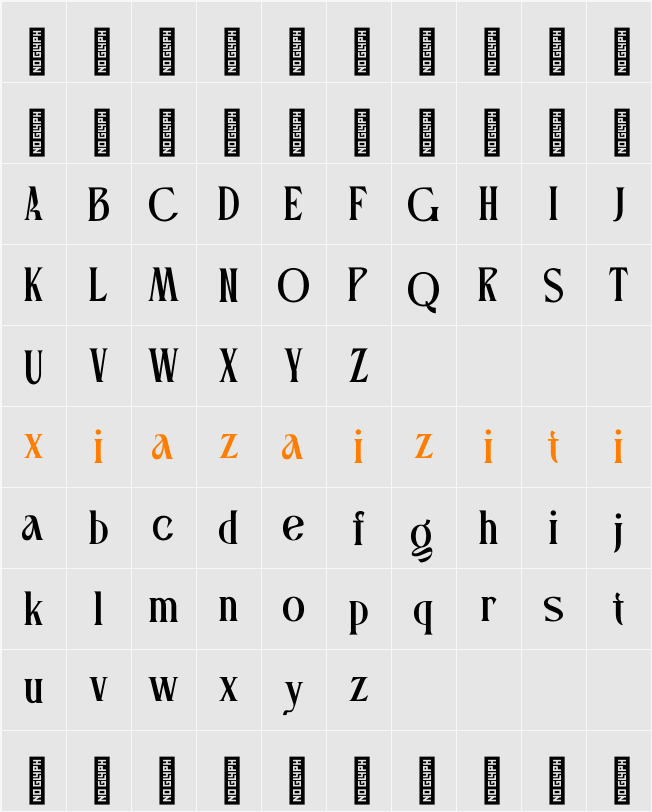 Matgefo Vintage - Demo Version 字符映射表