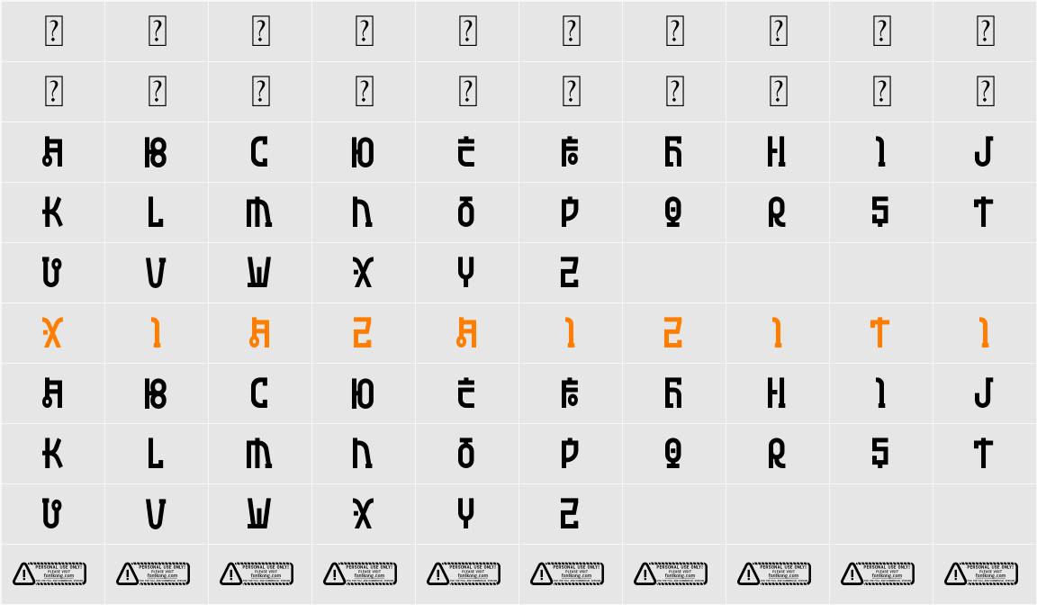 Korean PERSONAL USE ONLY! 字符映射表