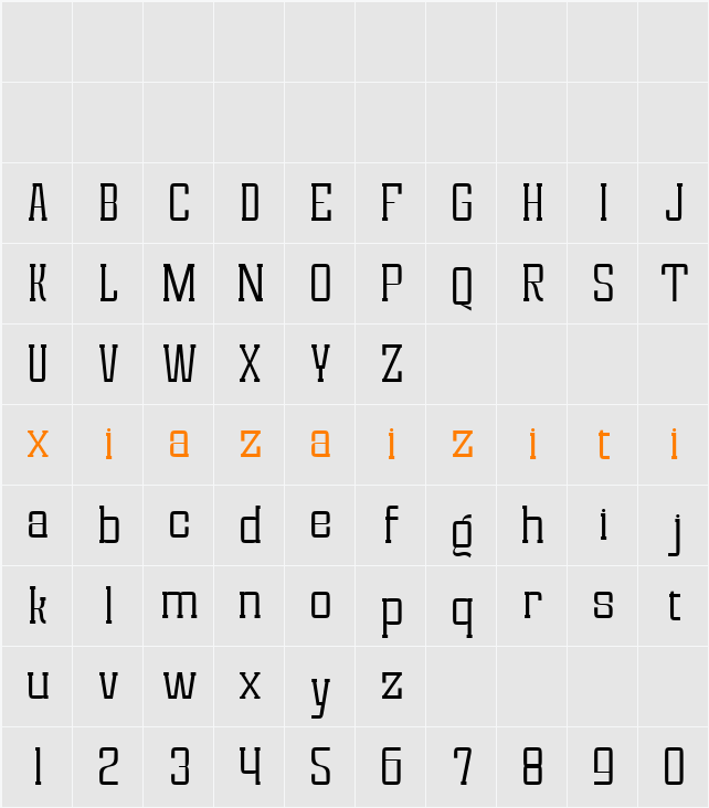 font124 Light 字符映射表