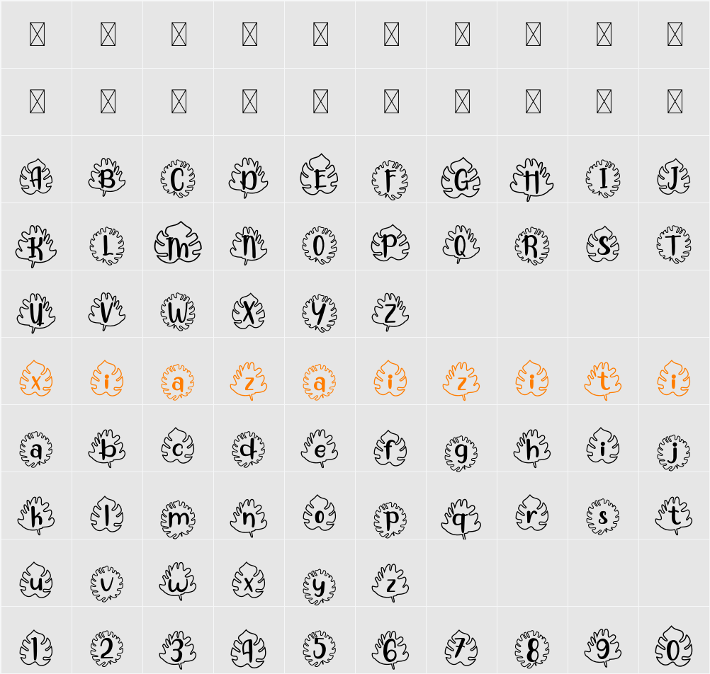 Green Ecosystem One 字符映射表