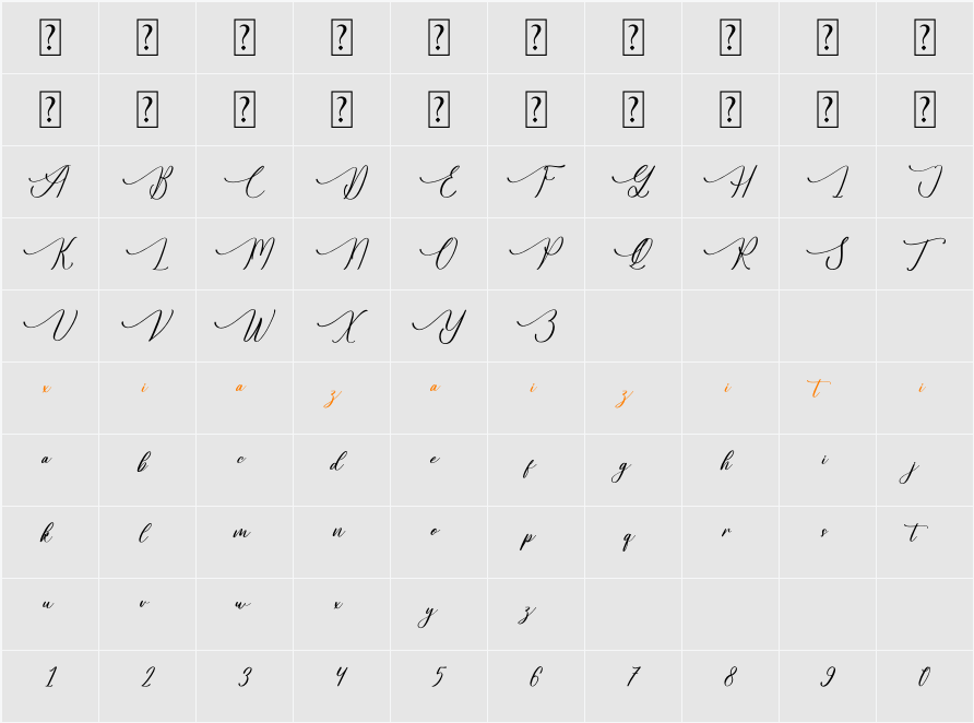 Gradefully Beauttina 字符映射表