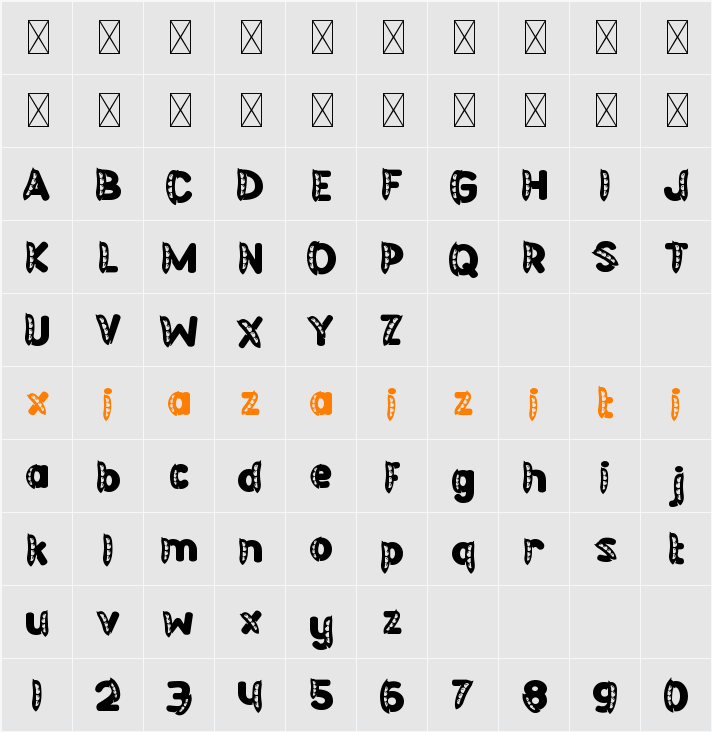 Green Delight Vegetable 2 字符映射表