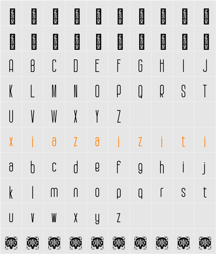 Kondenton Light 字符映射表