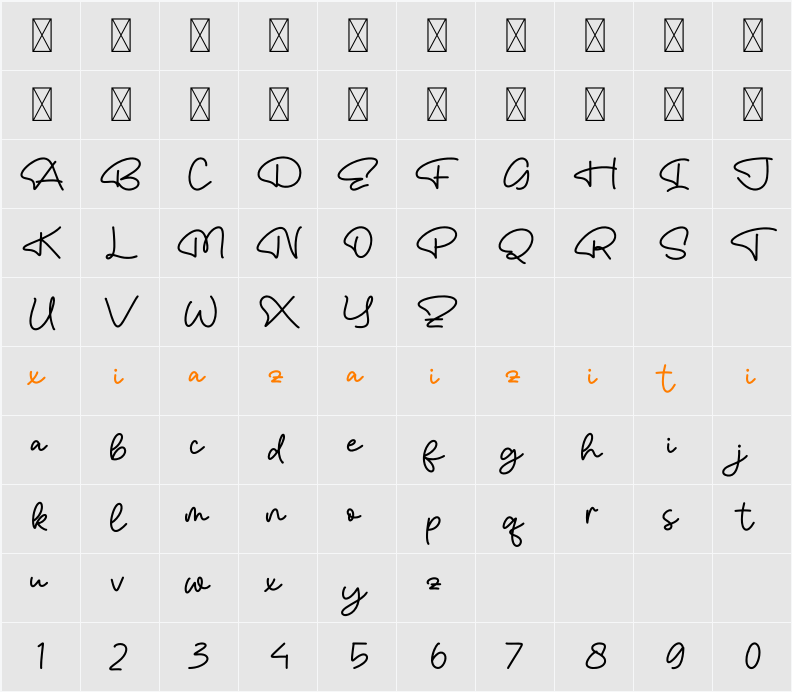 Mately Bold DEMO 字符映射表