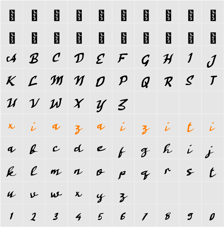 L Layaknya Malam 字符映射表