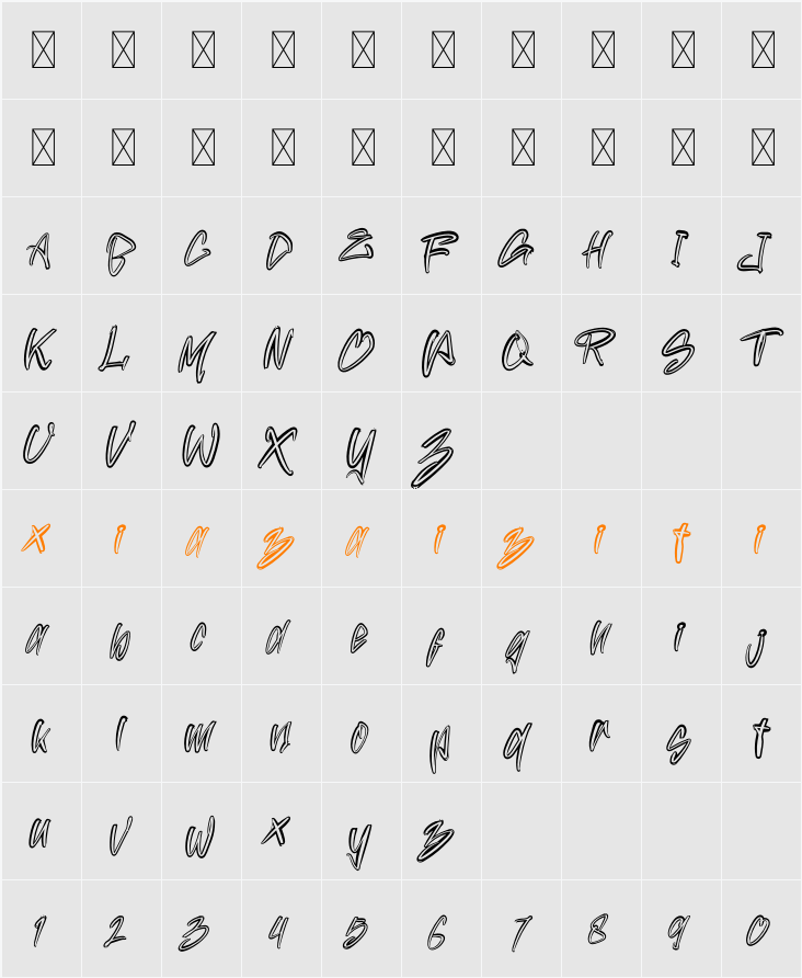 HollowBallie Demo 字符映射表