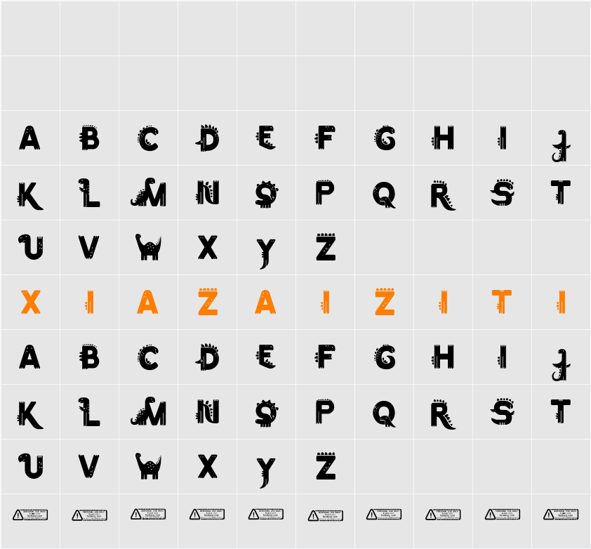 Happy Dino PERSONAL USE ONLY! 字符映射表