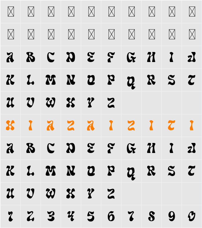 Glass Water Demo 字符映射表