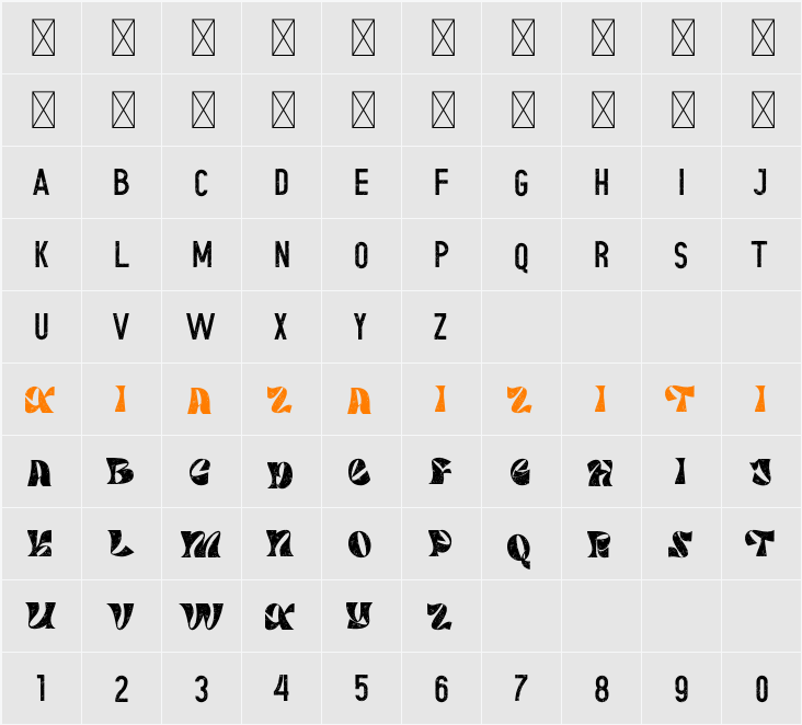 Gratezon Rough 字符映射表