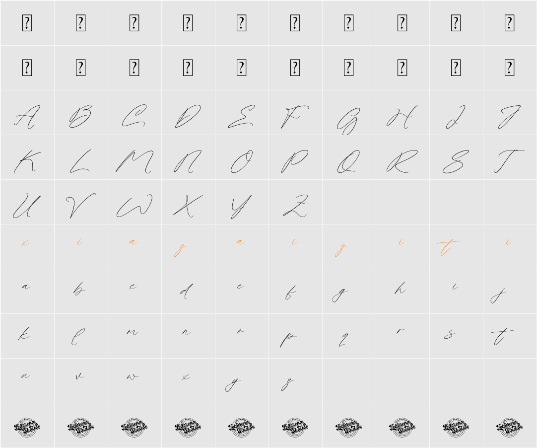 Gothical Statues DEMO VERSION 字符映射表
